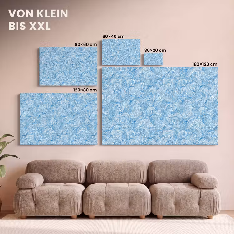 Blauw - Wit - Spiraal - Golven - Lijnen canvas 2cm klein 34 -Xsfeer8_DE