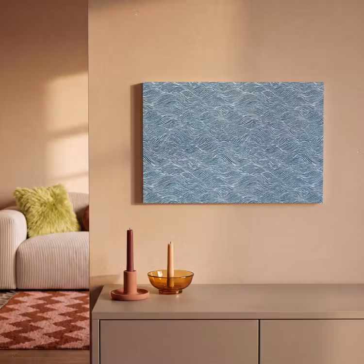 Blauw - Wit - Golven - Getekend - Textuur canvas 2cm klein 34 -sfeer1