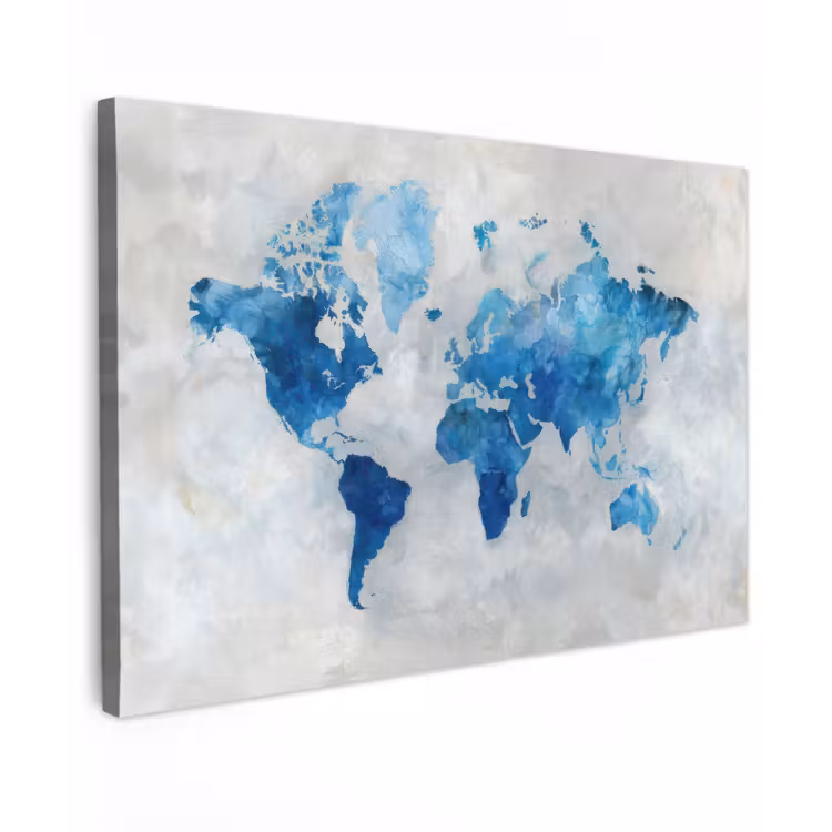 Blauw - Wolken - Textuur - Wereldkaart canvas 2cm klein -z3d