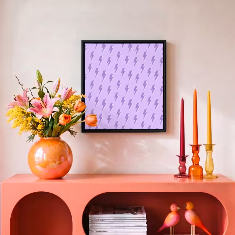Bliksem - Paars - Lila Canvas met baklijst klein 1124 -atmosphere_sfeer3_global