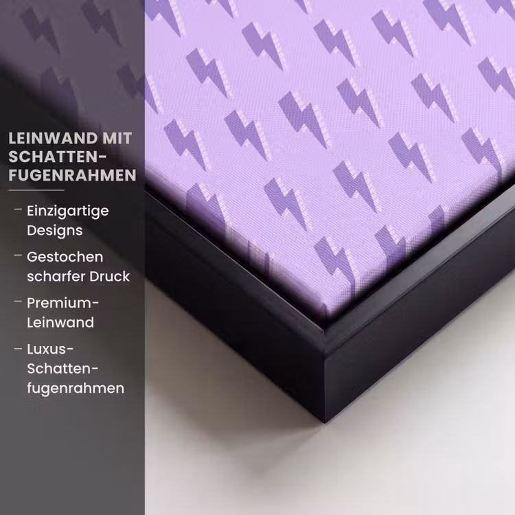 Bliksem - Paars - Lila Canvas met baklijst klein 1124 -uniquesellingpoint_productkenmerken_DE