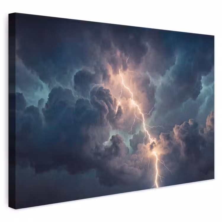 Bliksem - Storm - Natuur - Donker canvas 2cm klein -3d