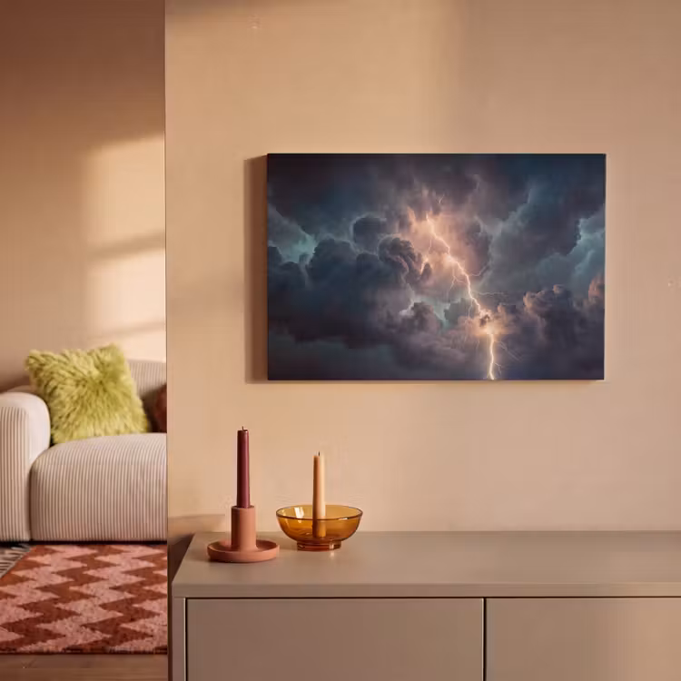 Bliksem - Storm - Natuur - Donker canvas 2cm klein -sfeer1