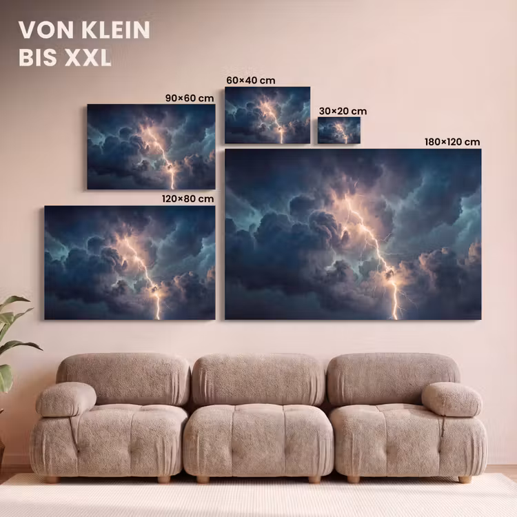 Bliksem - Storm - Natuur - Donker canvas 2cm klein -Xsfeer8_DE