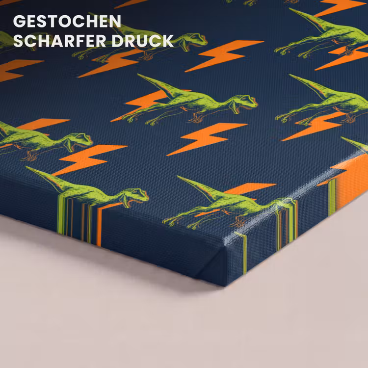 Bliksemschichten - Oranje - Dinosaurussen canvas 2cm klein -closeup_print_DE