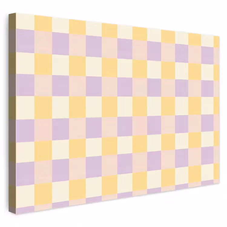 Blokjes - Lila - Geel canvas 2cm klein 34 -3d