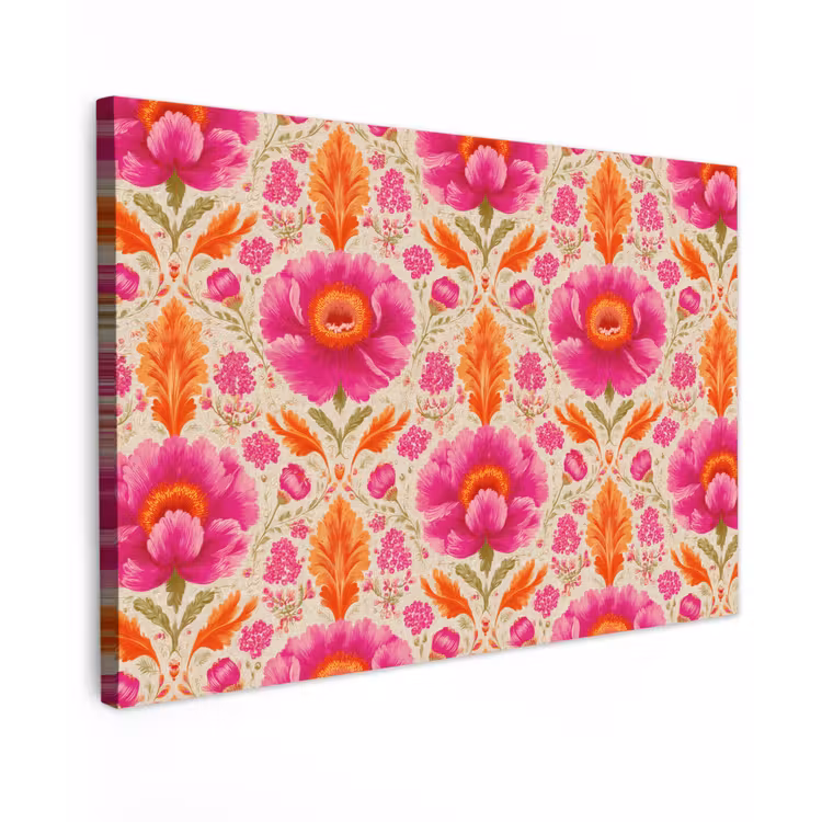 Bloemen - Barok - Roze - Oranje canvas 2cm klein 34 -z3d