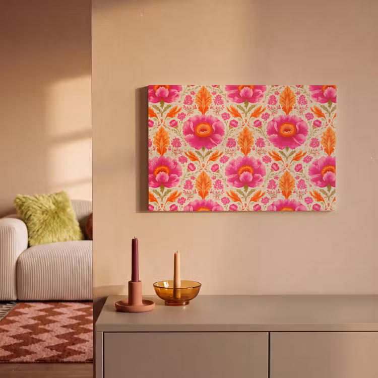Bloemen - Barok - Roze - Oranje canvas 2cm klein 34 -sfeer1