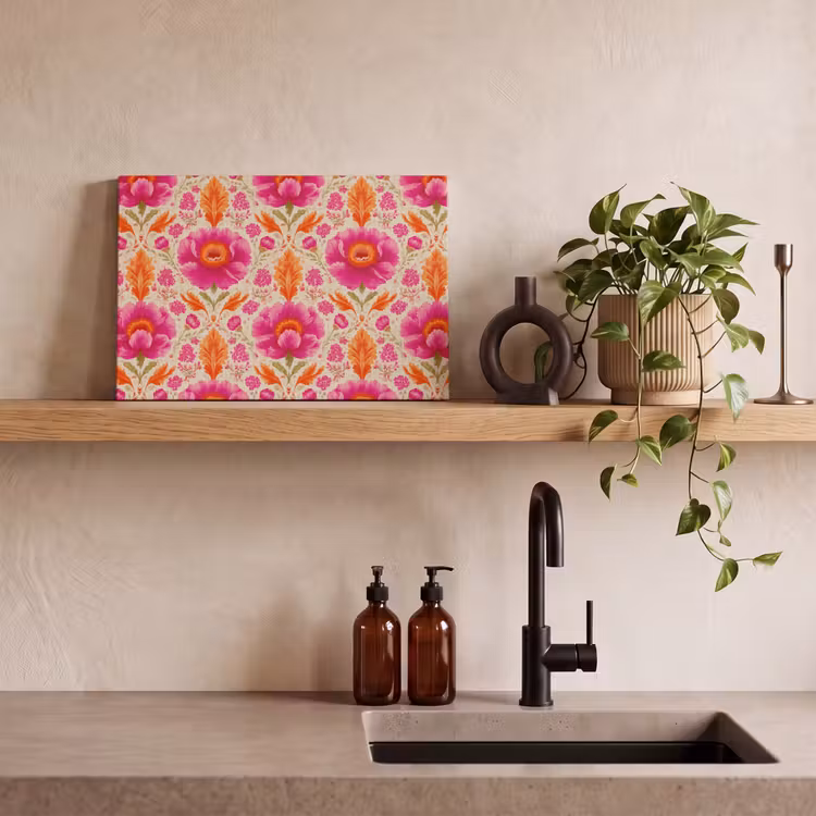 Bloemen - Barok - Roze - Oranje canvas 2cm klein 34 -sfeer3