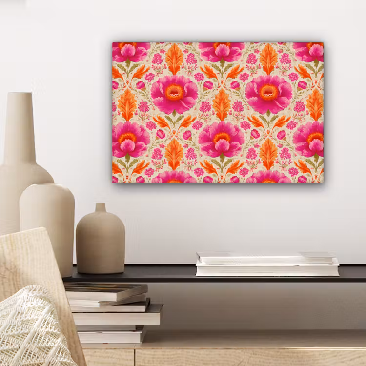 Bloemen - Barok - Roze - Oranje canvas 2cm klein 34 -sfeer6