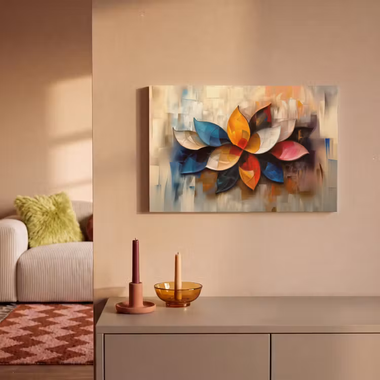 Bloem - Abstract - Kleurrijk - Bladeren canvas 2cm klein -sfeer1