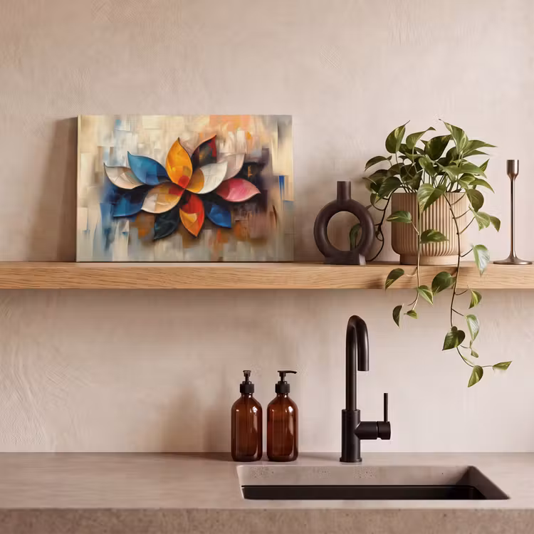 Bloem - Abstract - Kleurrijk - Bladeren canvas 2cm klein -sfeer6