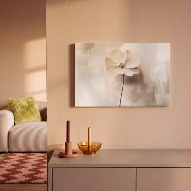 Bloem - Beige - Verf - Schaduw canvas 2cm klein -sfeer1
