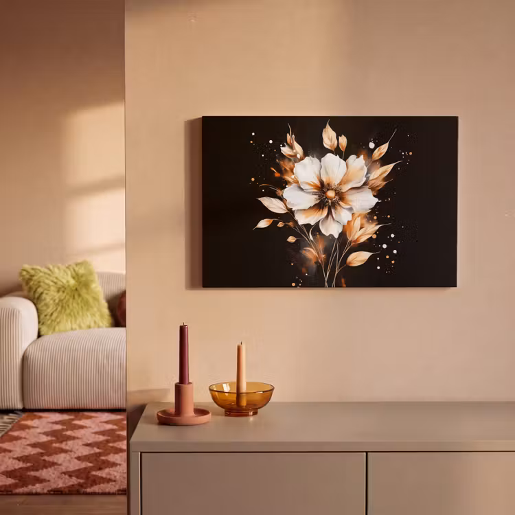 Bloem - Verf - Goud - Graffiti - Modern canvas 2cm klein -sfeer1