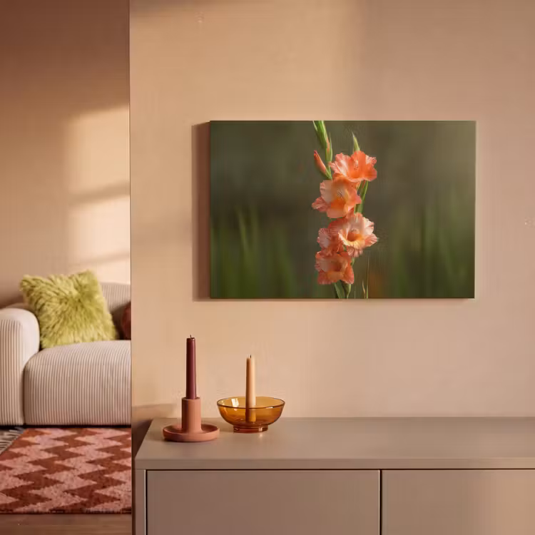 Bloem - Gladiolen - Zalmroze canvas 2cm klein -sfeer1