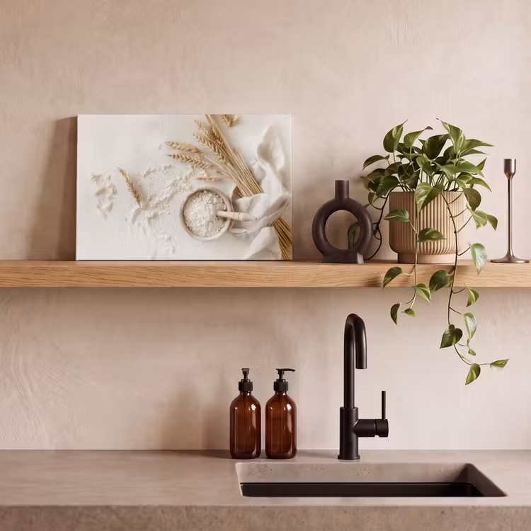 Bloem - Hout - Tarwe canvas 2cm klein -sfeer3