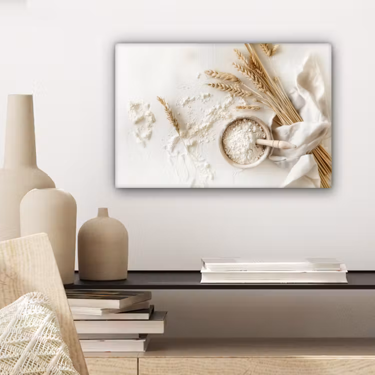 Bloem - Hout - Tarwe canvas 2cm klein -sfeer6