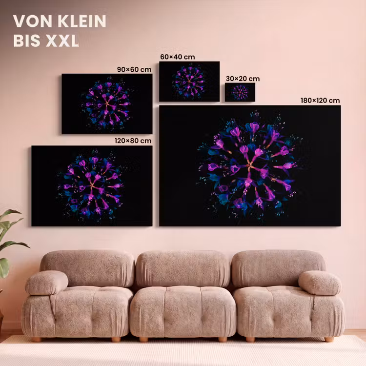 Bloem - Paars - Blauw - Macro - Zwart canvas 2cm klein -Xsfeer8_DE