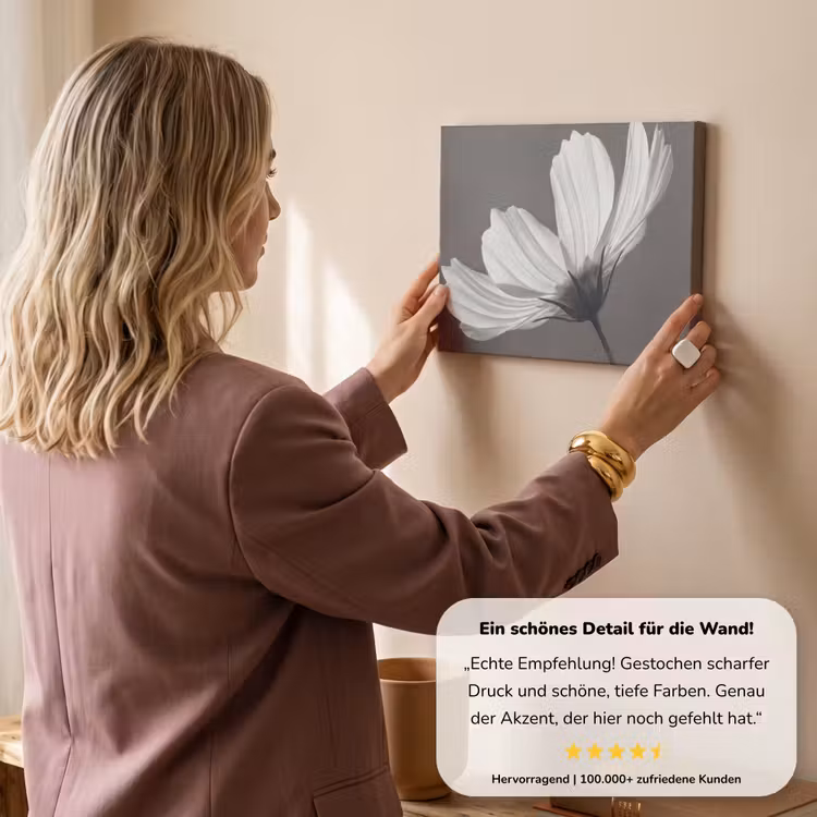 Bloem - Minimalistisch - Zwart - Wit canvas 2cm klein -sfeer3