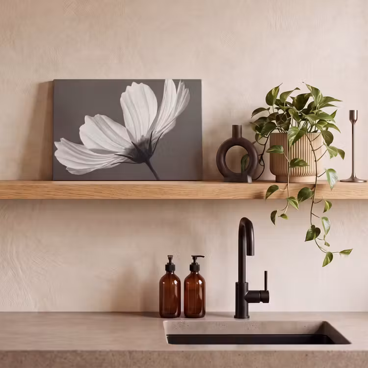 Bloem - Minimalistisch - Zwart - Wit canvas 2cm klein -sfeer6