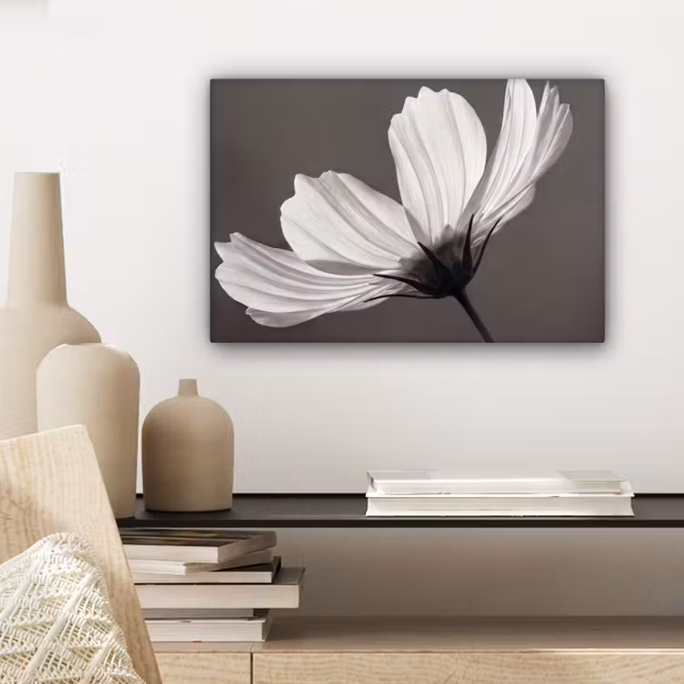 Bloem - Minimalistisch - Zwart - Wit canvas 2cm klein -closeup_print_DE
