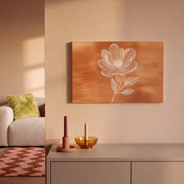 Bloem - Minimalistisch - Wit canvas 2cm klein -sfeer1