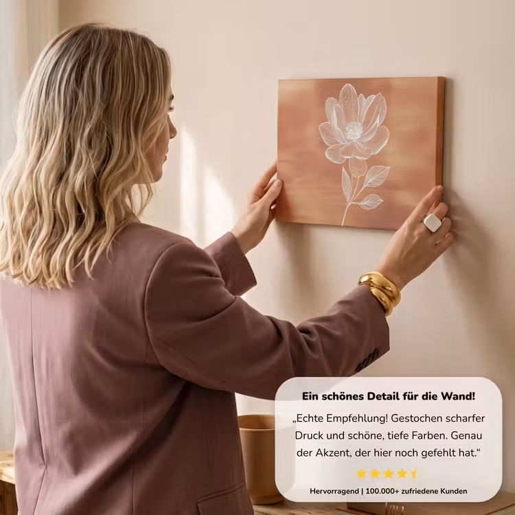 Bloem - Minimalistisch - Wit canvas 2cm klein -Xsfeer7_DE