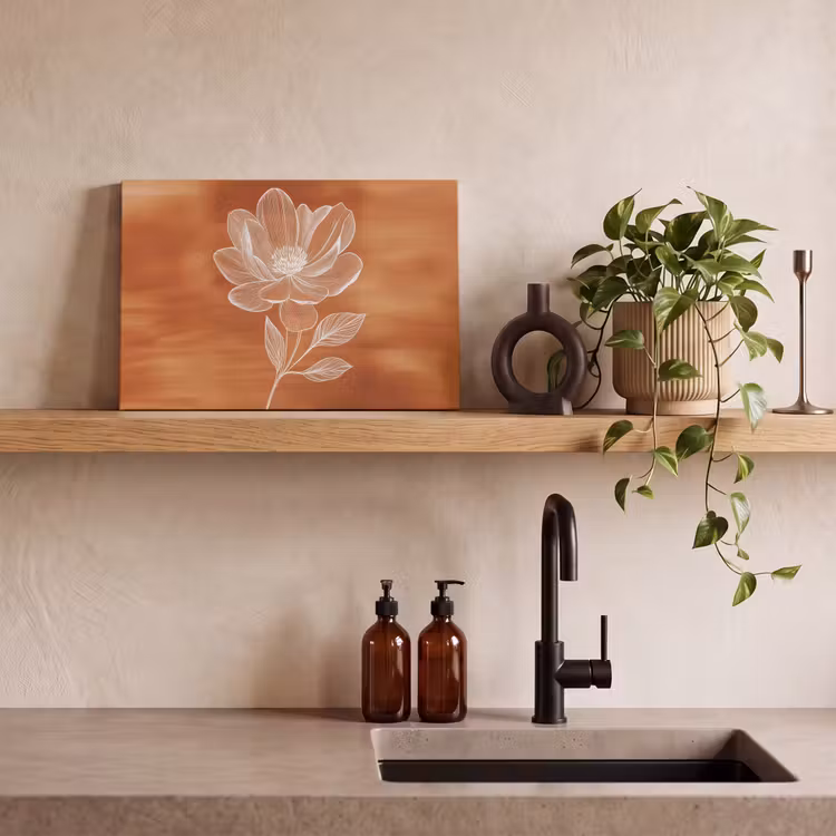 Bloem - Minimalistisch - Wit canvas 2cm klein -sfeer3