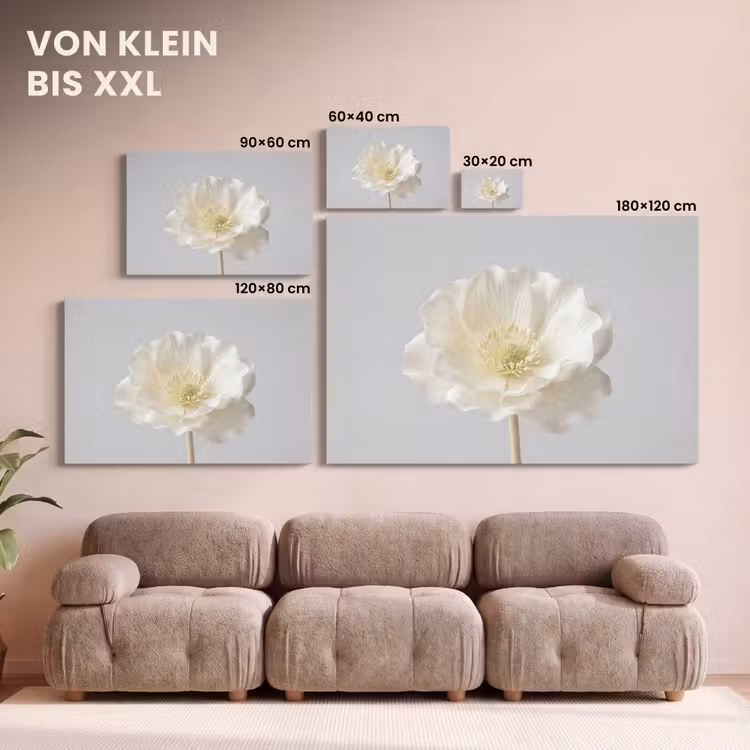 Bloem - Minimalistisch -Wit canvas 2cm klein -Xsfeer8_DE