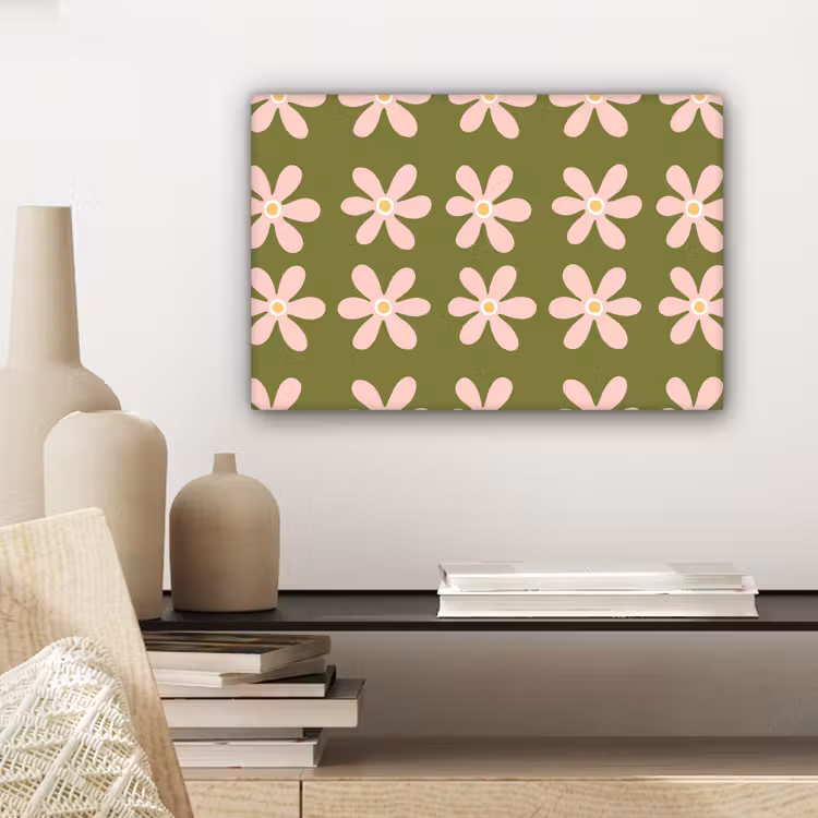 Bloem - Modern - Groen canvas 2cm klein 34 -sfeer6