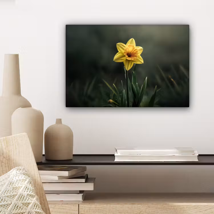 Bloem - Narcis - Gras - Geel canvas 2cm klein -closeup_print_DE