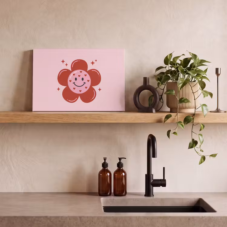 Bloem - Roze - Hartjes canvas 2cm klein -sfeer3