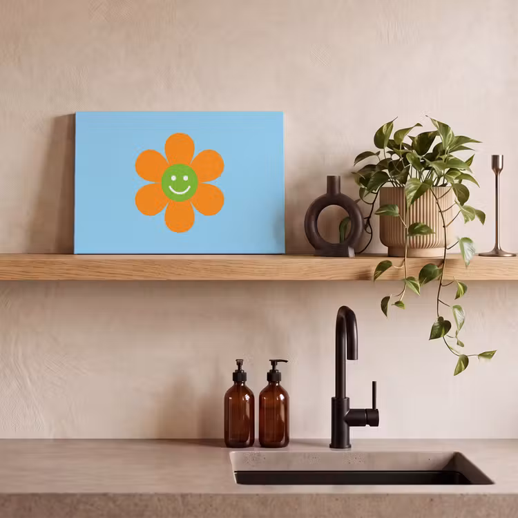 Bloem - Smiley - Kleurrijk canvas 2cm klein -sfeer3
