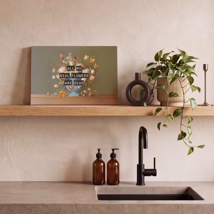 Bloem - Quote - Vintage - Art canvas 2cm klein -sfeer3