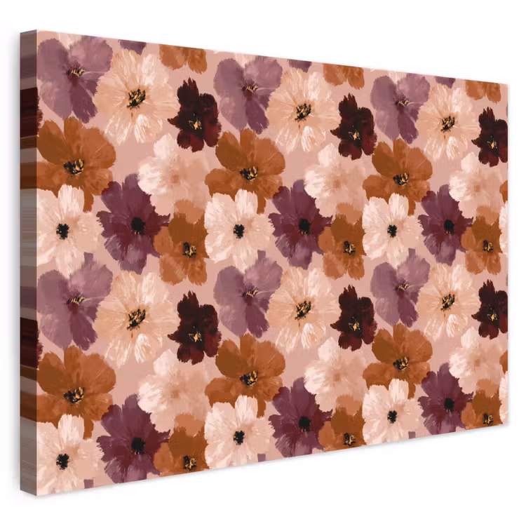Bloemen - Abstract - Aardetinten canvas 2cm klein 34 -3d