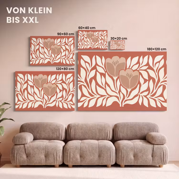 Bloemen - Abstract - Modern - Beige - Natuur canvas 2cm klein -Xsfeer8_DE