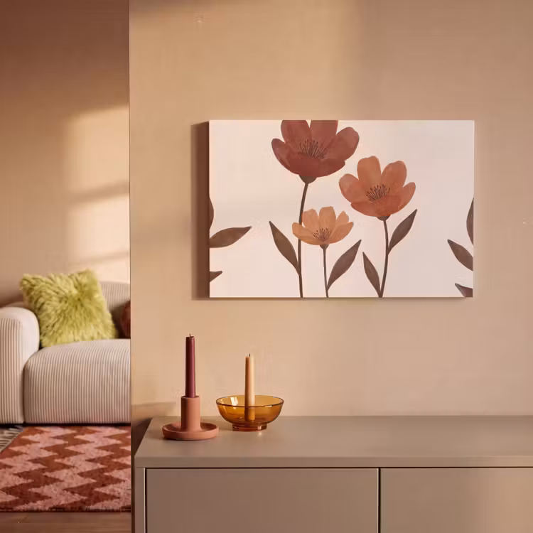 Bloemen - Abstract - Modern - Bruin - Decoratief canvas 2cm klein -sfeer1