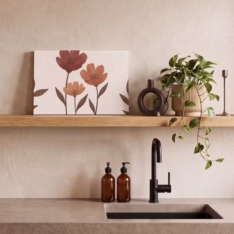 Bloemen - Abstract - Modern - Bruin - Decoratief canvas 2cm klein -sfeer3