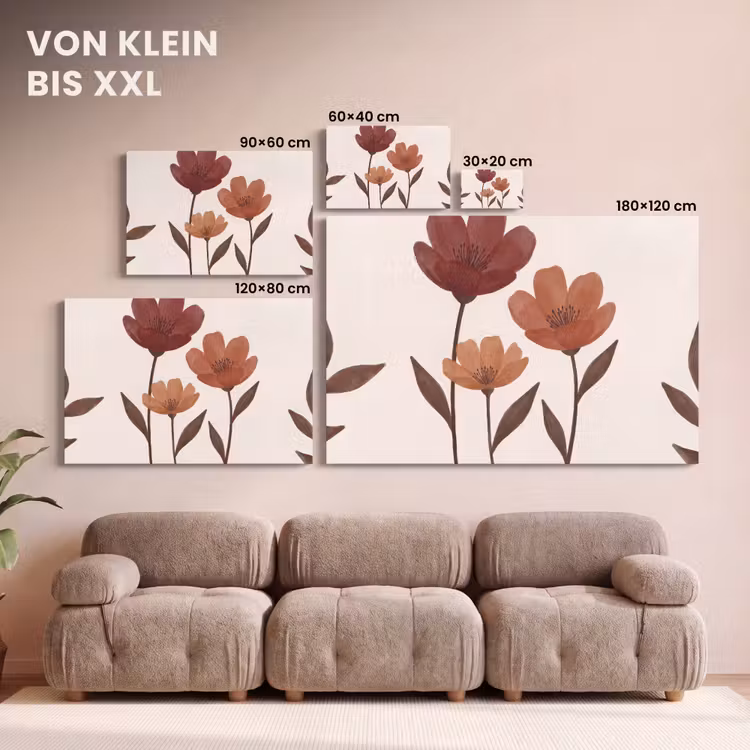 Bloemen - Abstract - Modern - Bruin - Decoratief canvas 2cm klein -Xsfeer8_DE