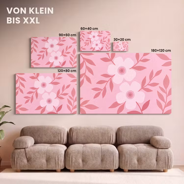 Bloemen - Abstract - Modern - Roze - Natuur canvas 2cm klein -Xsfeer8_DE