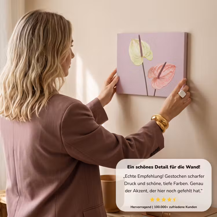 Bloemen - Anthuriums - Geel - Roze canvas 2cm klein -sfeer3