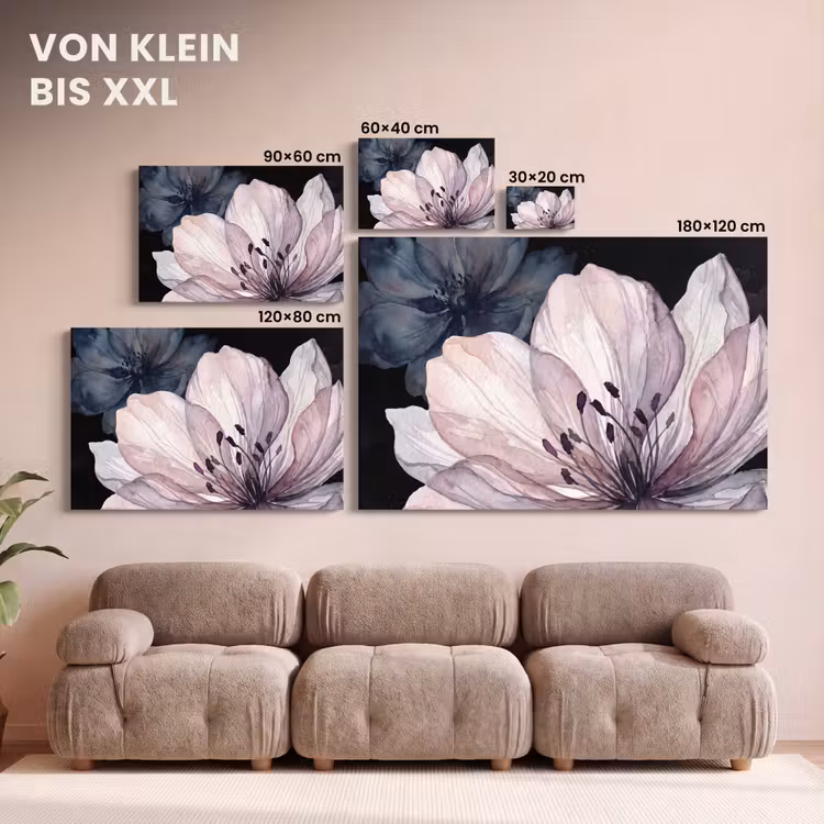 Bloemen - Aquarel - Modern - Roze - Donker canvas 2cm klein -Xsfeer8_DE
