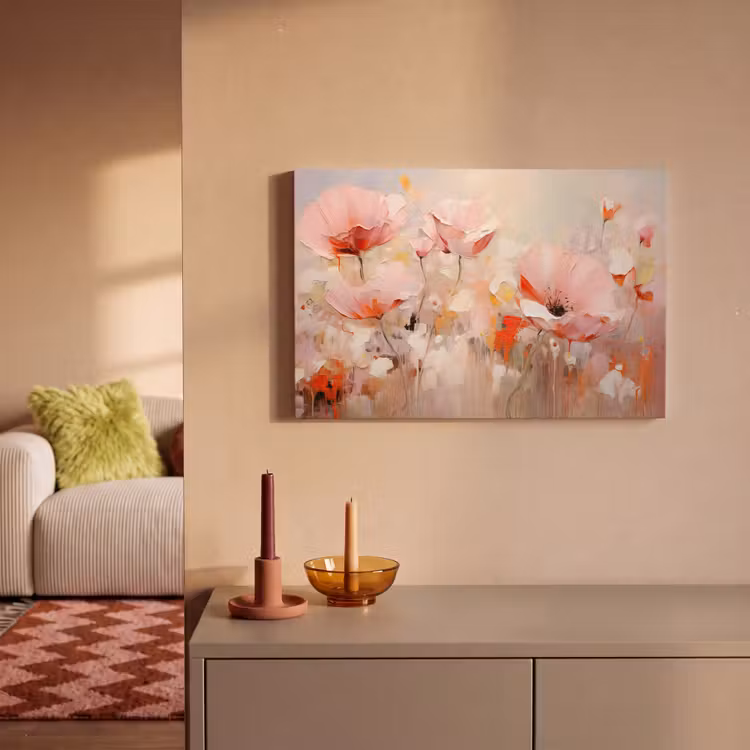 Bloemen - Watercolor - Roze - Abstract - Kunst canvas 2cm klein -sfeer1