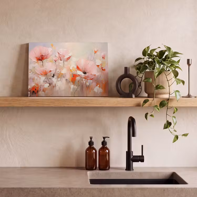 Bloemen - Watercolor - Roze - Abstract - Kunst canvas 2cm klein -closeup_print_DE