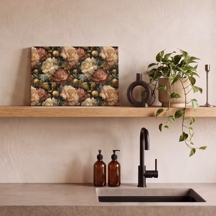 Bloemen - Barok - Patroon - Roze - Crème canvas 2cm klein 34 -sfeer3
