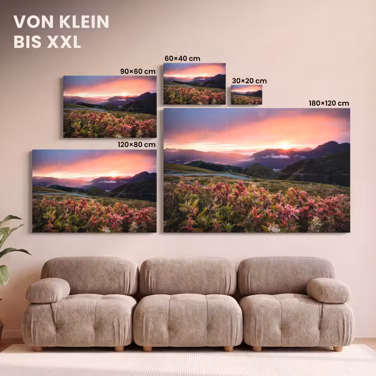 Bloemen - Bergen - Landschap - Nacht - Lucht - Roze canvas 2cm klein -Xsfeer8_DE