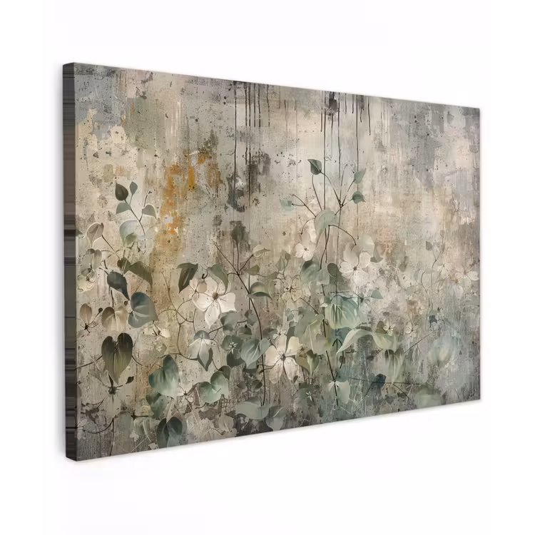 Bloemen - Bladeren - Abstract - Modern canvas 2cm klein -z3d