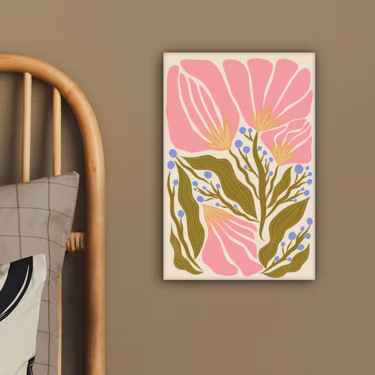 Bloemen - Bladeren - Abstract - Roze canvas 2cm klein -sfeer3