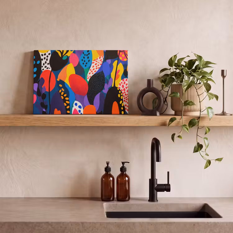 Bloemen - Bladeren - Abstract - Rood canvas 2cm klein -sfeer3