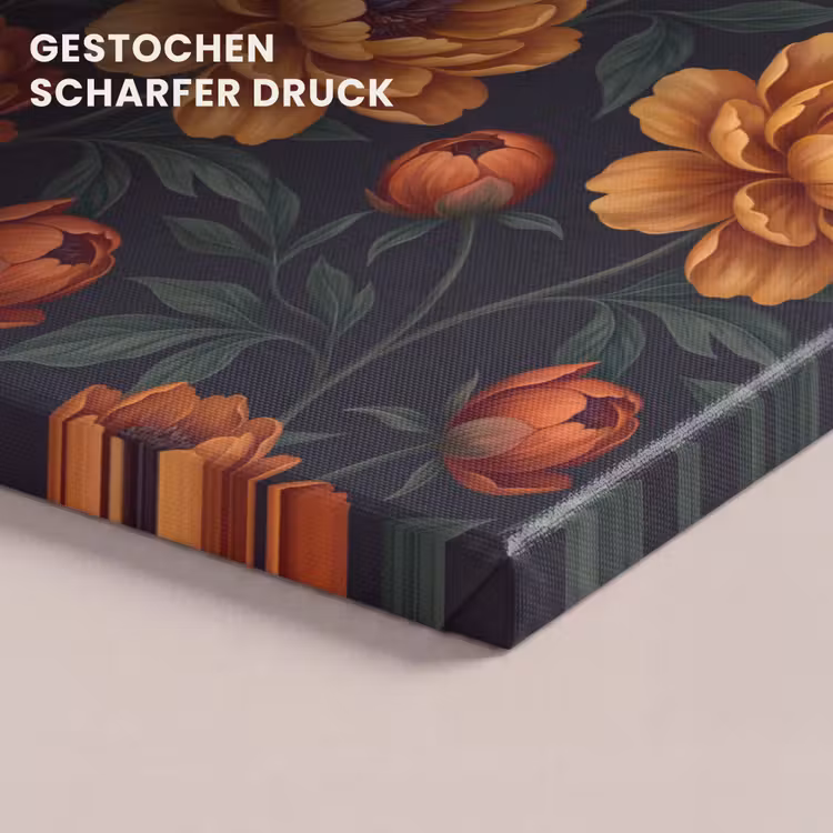 Bloemen - Bladeren - Natuur - Modern - Oranje canvas 2cm klein -closeup_print_DE